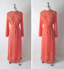 Vintage 70's Full Length Knit Sweater Dress L XL - Bombshell Bettys Vintage