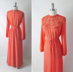Vintage 70's Full Length Knit Sweater Dress L XL - Bombshell Bettys Vintage