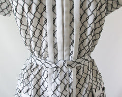 Vintage 60's Black & White Belted Shift Dress L - Bombshell Bettys Vintage