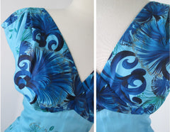 Vintage 60's Blue Hawaiian Ohia Lehua Floral Sheath Dress M - Bombshell Bettys Vintage