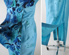 Vintage 60's Blue Hawaiian Ohia Lehua Floral Sheath Dress M - Bombshell Bettys Vintage