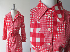 Vintage 60's I Magnin Gingham Flower Shirt Dress M - Bombshell Bettys Vintage