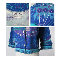 Vintage 60's Cropped Rhinestone Collar Peacock Jacket L - Bombshell Bettys Vintage
