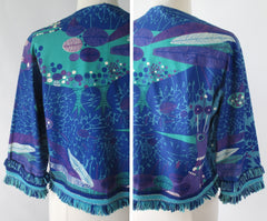 Vintage 60's Cropped Rhinestone Collar Peacock Jacket L - Bombshell Bettys Vintage