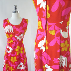 Vintage 60's MOD Hawaiian Maxi Dress Luau M - Bombshell Bettys Vintage