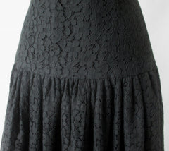 Vintage 60's Black Lace Flounced Sheath Party Dress M - Bombshell Bettys Vintage