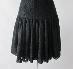 Vintage 60's Black Lace Flounced Sheath Party Dress M - Bombshell Bettys Vintage