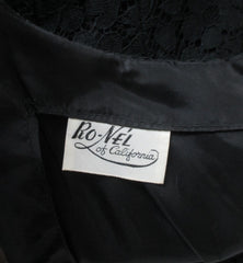Vintage 60's Black Lace Flounced Sheath Party Dress M - Bombshell Bettys Vintage