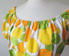 Vintage 60's Bubbles Off The Shoulder Peasant Blouse Top M - Bombshell Bettys Vintage