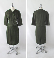 Vintage 60's Green Brown Fleck Wool Tweed Suit M - Bombshell Bettys Vintage