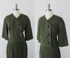 Vintage 60's Green Brown Fleck Wool Tweed Suit M - Bombshell Bettys Vintage