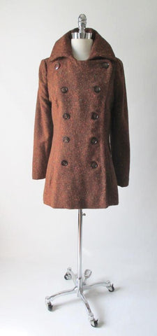 Vintage 60's MOD Copper Orange Fleck Pea Coat M