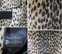 Vintage 60's Faux Fur Leoprd Print Peacoat Pea Jacket M / L - Bombshell Bettys Vintage