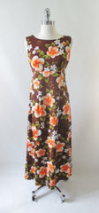 Vintage 60s Hibiscus Flower Hawaiian Empire Maxi Dress M - Bombshell Bettys Vintage