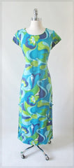 Vintage 60's Stan Hicks Full Length MOD Hawaiian Dress M - Bombshell Bettys Vintage