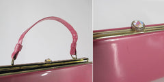 Vintage 60's Glossy Patent Pink Clutch Purse Handbag - Bombshell Bettys Vintage