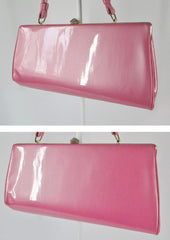 Vintage 60's Glossy Patent Pink Clutch Purse Handbag - Bombshell Bettys Vintage