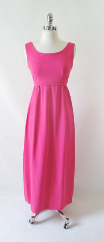 • Vintage 60's Hot Pink Formal Maxi Dress S