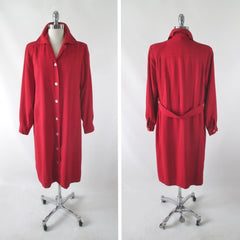 Vintage 60s Red Linen Car Coat Jacket - Bombshell Bettys Vintage