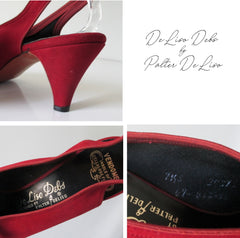 Vintage 60's Deep Red Lace Up Slingback Heels 7.5 - Bombshell Bettys Vintage