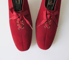 Vintage 60's Deep Red Lace Up Slingback Heels 7.5 - Bombshell Bettys Vintage