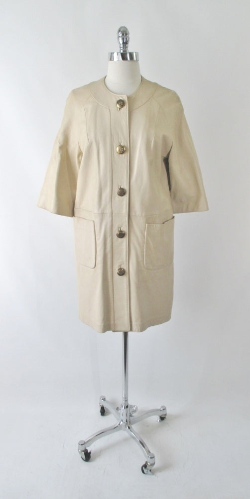 Vintage 60's Tan Leather MOD Jacket Coat M - Bombshell Bettys Vintage