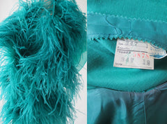 • Vintage 60's Teal Chiffon Ostrich Feather Party Dress - Bombshell Bettys Vintage
