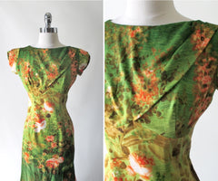 Vintage 60's Elsie Krassas Fluted Hem Hawaiian Dress M - Bombshell Bettys Vintage