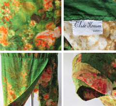 Vintage 60's Elsie Krassas Fluted Hem Hawaiian Dress M - Bombshell Bettys Vintage