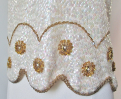 Vintage 50's 60's Sequins & Beaded Flowers Wool Tank / Shell Top M - Bombshell Bettys Vintage