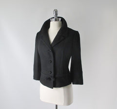 Vintage 60s Black Bow Accent Jacket / Blazer M - Bombshell Bettys Vintage