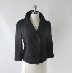 Vintage 60s Black Bow Accent Jacket / Blazer M - Bombshell Bettys Vintage