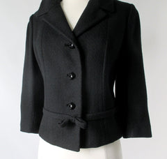 Vintage 60s Black Bow Accent Jacket / Blazer M - Bombshell Bettys Vintage