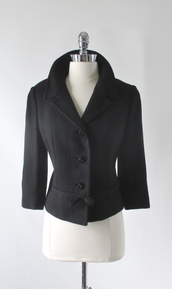 Vintage 60s Black Bow Accent Jacket / Blazer M - Bombshell Bettys Vintage