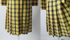 Vintage 60's Yellow Tartan Plaid Day Dress M - Bombshell Bettys Vintage