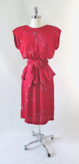 Vintage 80's Goes 40's Red White Blue Peplum Dress - Bombshell Bettys Vintage