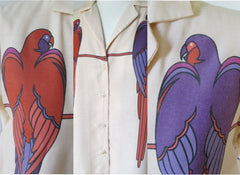Vintage 70's Macaw Parrot Graphic Button up shirt Blouse / Top - Bombshell Bettys Vintage