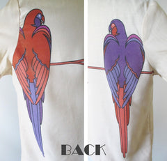 Vintage 70's Macaw Parrot Graphic Button up shirt Blouse / Top - Bombshell Bettys Vintage