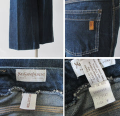 Vintage 70's Yves Saint Laurent YSL High Waist Indigo Denim Jeans S - Bombshell Bettys Vintage