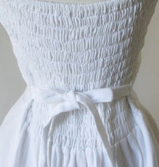 Vintage 70's White Embroidered Gypsy Halter Dress L - Bombshell Bettys Vintage