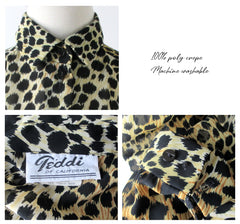 Vintage 70's Semi Sheer Leopard Blouse Top M - Bombshell Bettys Vintage