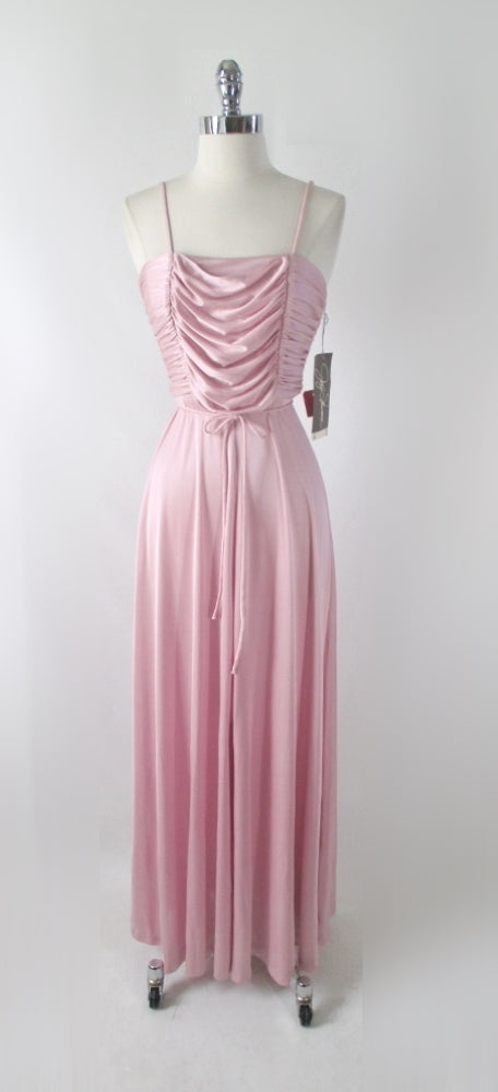 Vintage 70s Joy Stevens Rose Pink Party Dress XS - Bombshell Bettys Vintage