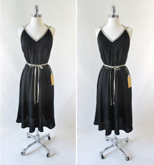 Vintage 70's Black & Tan Backless Dress New / Old Stock M - Bombshell Bettys Vintage
