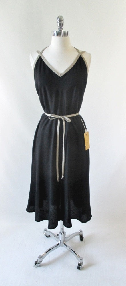 Vintage 70's Black & Tan Backless Dress New / Old Stock M - Bombshell Bettys Vintage