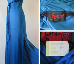 Vintage 70's Eletric Blue Goddess Party Gown XS • As Found - Bombshell Bettys Vintage