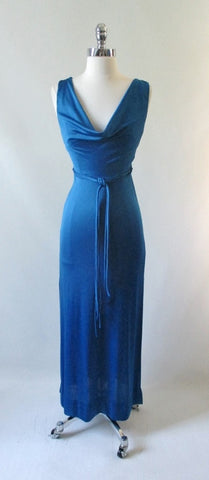 • Vintage 70's Electric Blue Goddess Party Gown XS