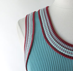 Vintage 70's Striped Tank Knit Maxi Dress M - Bombshell Bettys Vintage