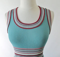 Vintage 70's Striped Tank Knit Maxi Dress M - Bombshell Bettys Vintage