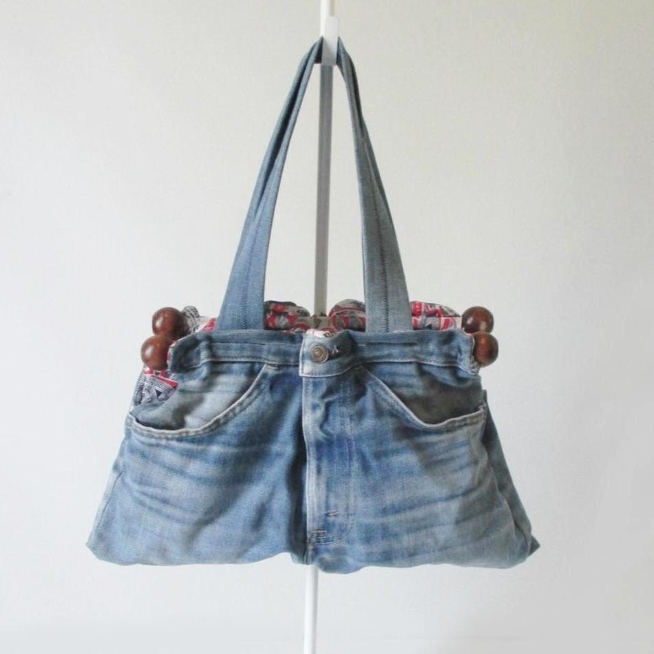 Vintage 70's Orange Tab Levis & Budweiser Handmade Handbag Purse Tote - Bombshell Bettys Vintage