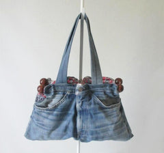 Vintage 70's Orange Tab Levis & Budweiser Handmade Handbag Purse Tote - Bombshell Bettys Vintage